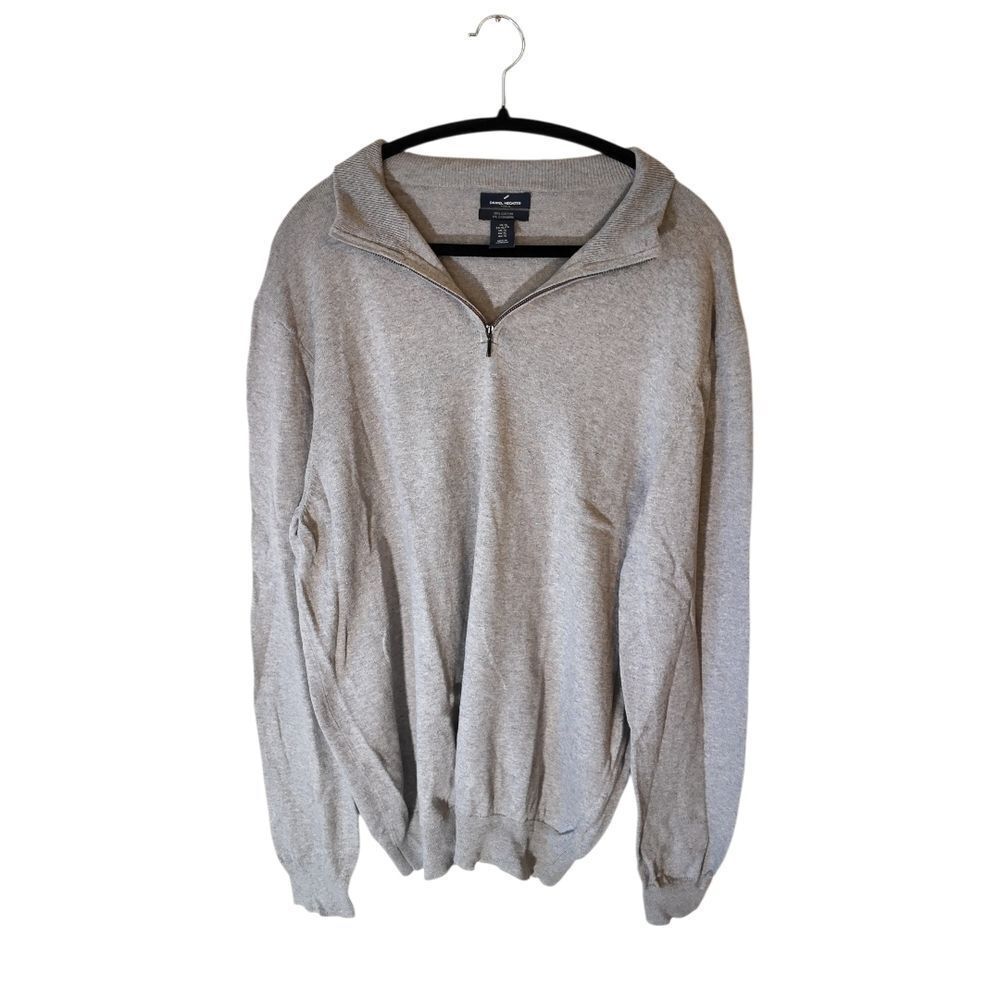 Daniel Hechter Light Gray Quarter Zip Men's Size XL. Cotton And Cashmere Blend